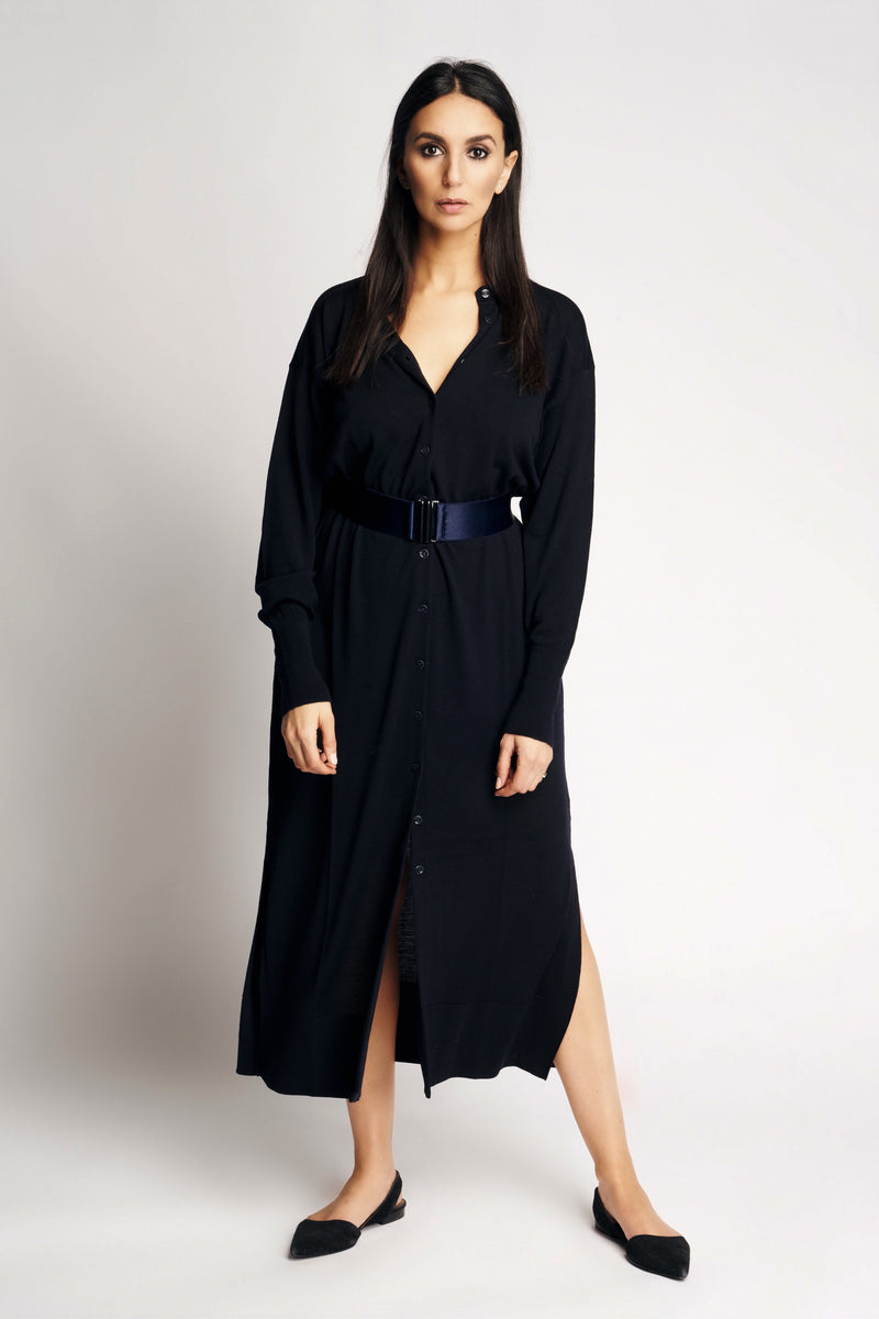 TUNICA MERINO WOOL DRESS | DARK BLUE