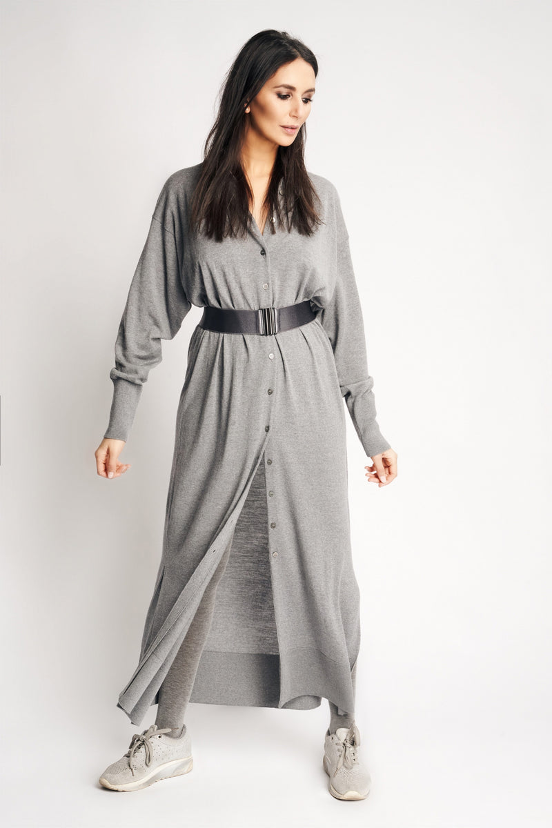 TUNICA MERINO WOOL DRESS | GREY MELANGE