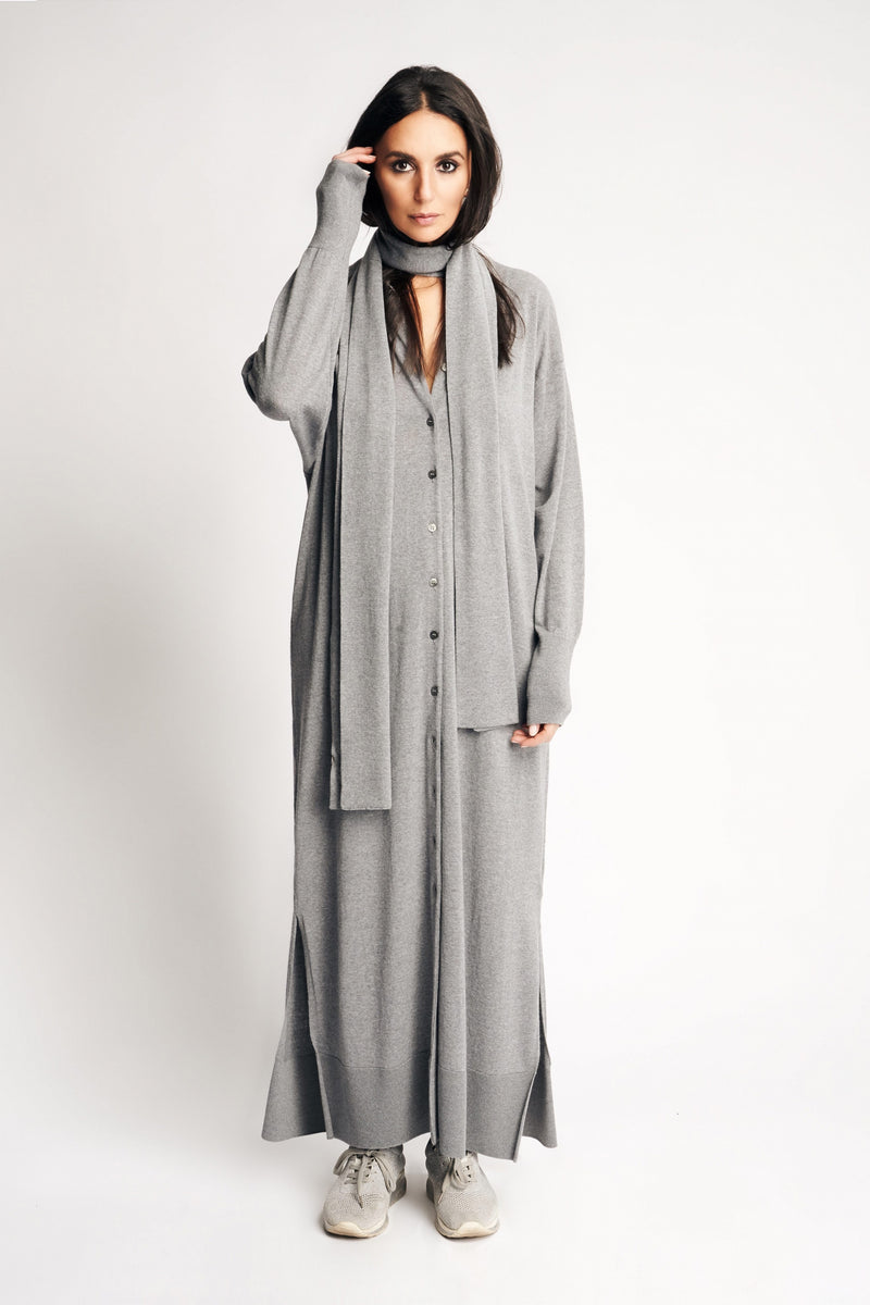TUNICA MERINO WOOL DRESS | GREY MELANGE